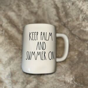 White Mug with Black Text Rae Dunn